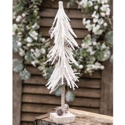 White Glittered Pinecone Tree 12"