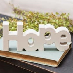 Wooden "Hope" Block Cream