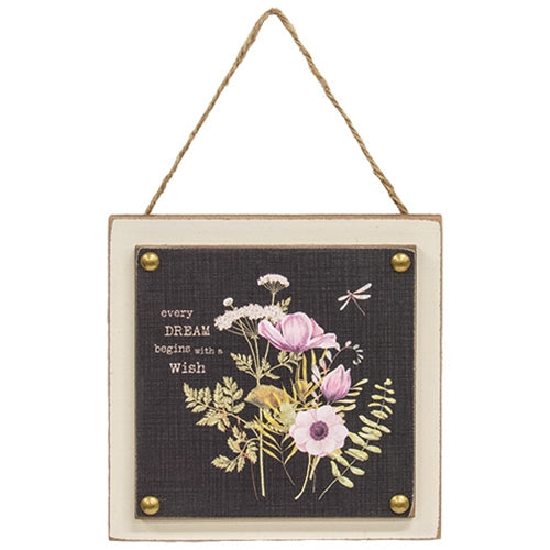 Wander and Dream Layered Floral Sign - 2 Asstd.