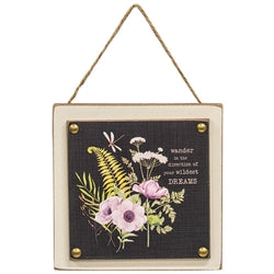 Wander and Dream Layered Floral Sign - 2 Asstd.