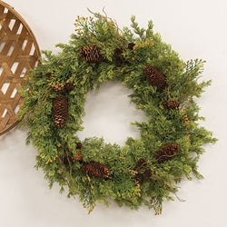 Soft Touch Cedar & Pine Cone Wreath - 24"