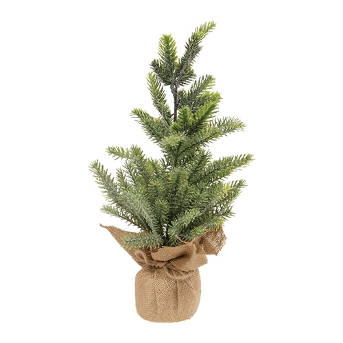 Glittered Pine Tree with Burlap Base 15"