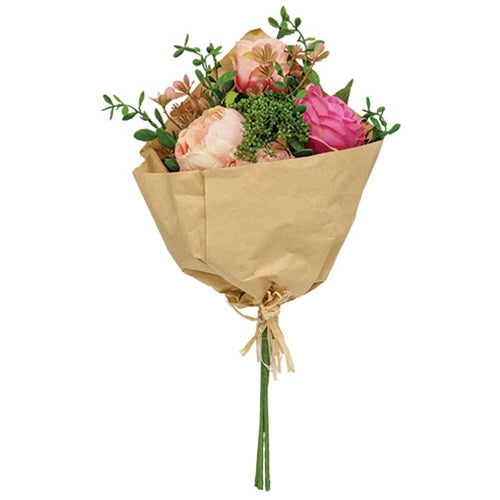 Mixed Cabbage Rose Bouquet - 17.5"