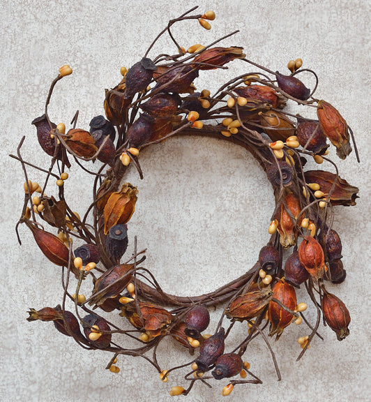 *Dried Rose Hip Wreath - 8"