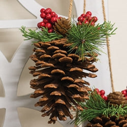 Woodland Pine Mix & Red Berries Pinecone Trio Hanger