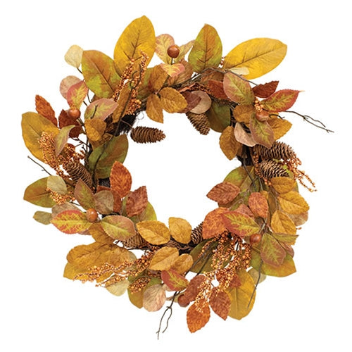 Whispering Fall Leaves Wreath - 22"