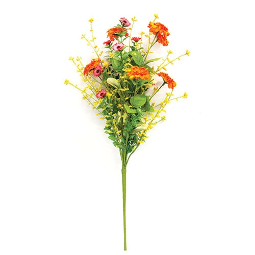 Sunset Mini Gerbera Daisy & Heather Bush - 21"
