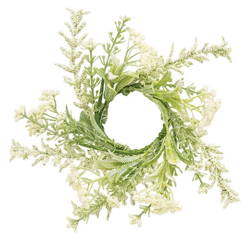 Delicate Cream Astilbe & Lace Candle Ring - 2"