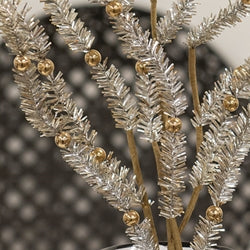 Platinum Bristle Pine & Golden Ball Spray - 35.5"