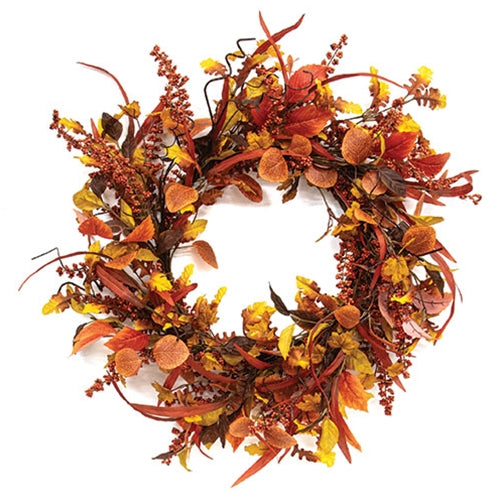 Harvest Bounty Berries & Leaves Wreath - 24"