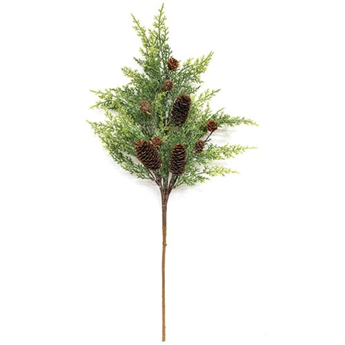 Glistening Weeping Cedar & Pine Cones Spray - 29"