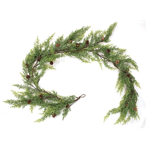 Glistening Weeping Cedar & Pine Cones Garland - 6 Ft.