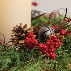 Joyful Mixed Pine & Pepperberry Candle Ring - 4.5"