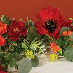 Sunset Poppy & Blooms Garland - 4 Ft