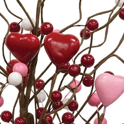 Valentine's Hearts & Berries Tree With Burlap Base - 19"H