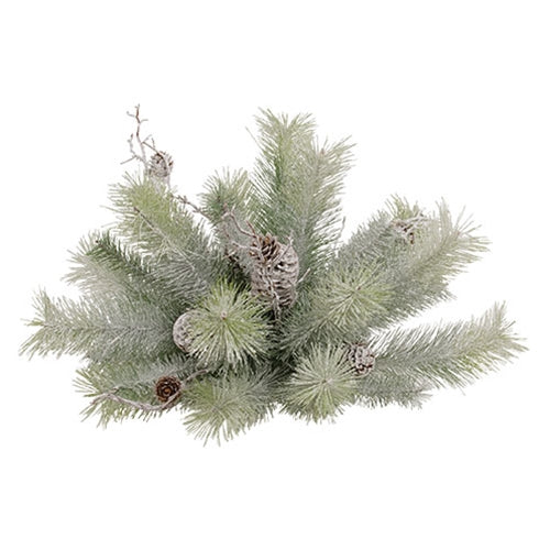 Snowy Bristle Pine & Boughs Half Sphere - 15"