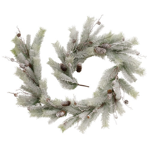 Snowy Bristle Pine & Boughs Garland - 6 Ft.