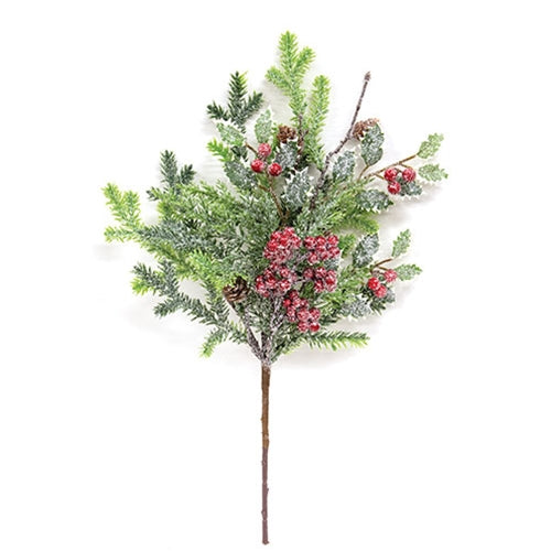 Icy Fantasy Cypress & Holly Spray - 15"