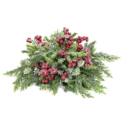 Icy Fantasy Cypress & Holly Half Sphere - 10"