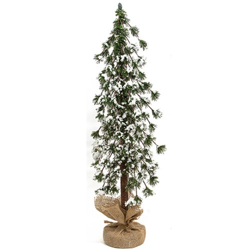 Glistening Snowy Mini Ming Pine Tree w/Burlap Base - 24"