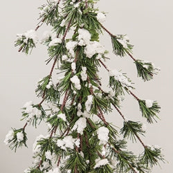Glistening Snowy Mini Ming Pine Tree w/Burlap Base - 36"