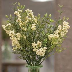 Teeny Leaves and Cream Berries Bush - 11"