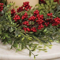 Teeny Leaves and Red Berries Candle Ring - 6"