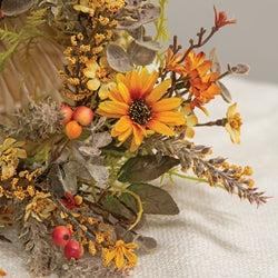 Harvest Daisy & Baby Eucalyptus Candle Ring - 3"