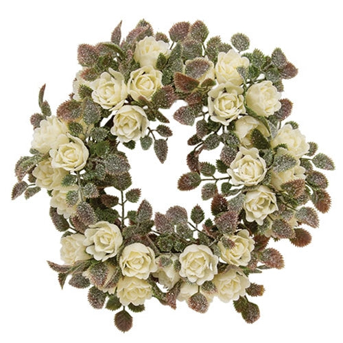 Frosted Fantasy Cream Rose Candle Ring - 3.5"