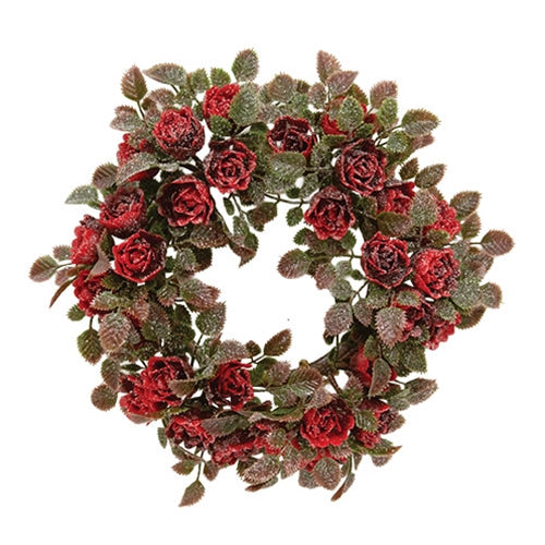 Frosted Fantasy Red Rose Candle Ring - 3.5"