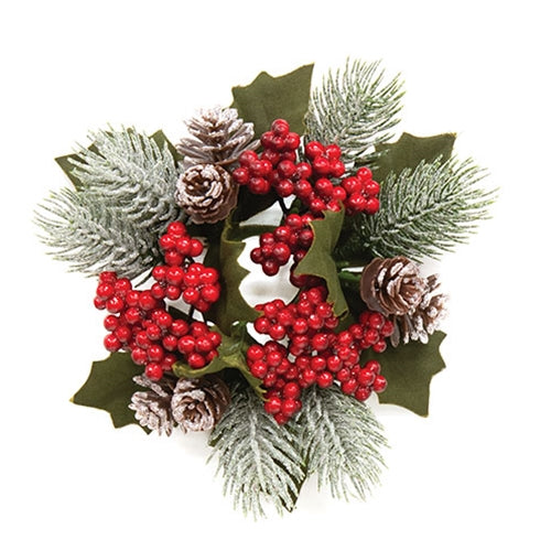 Very Berry Icy Pine & Cone Candle Ring - 1"