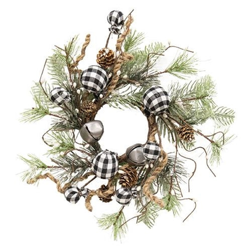Black & White Country Gingham Bells Ring 12"