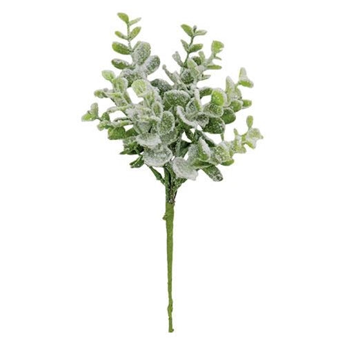 Snow Flocked Eucalyptus Bush 9.5"
