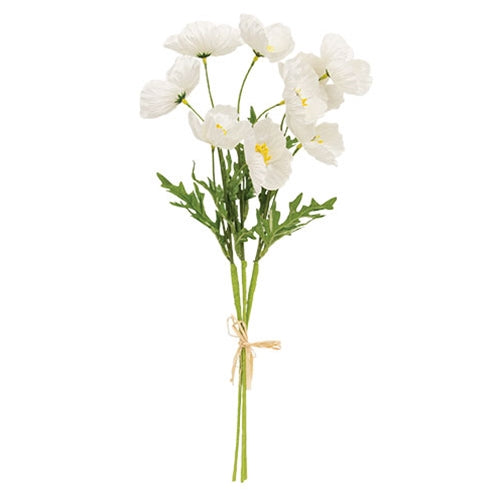 White Garden Poppies Bundle 16"