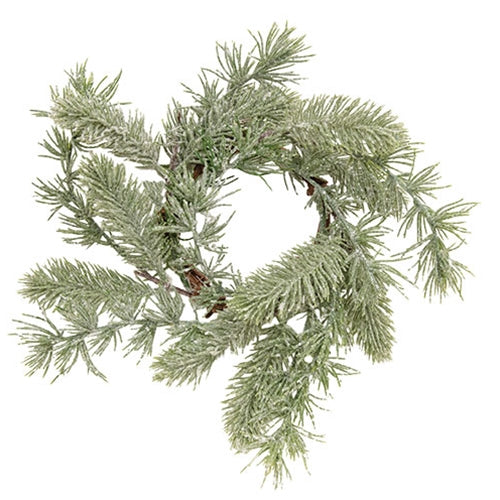 Olde World Sparkle Pine Candle Ring - 3.5"