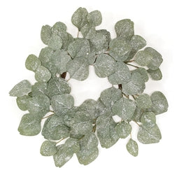 Frosted Dollar Eucalyptus Leaf Candle Ring 6.5"