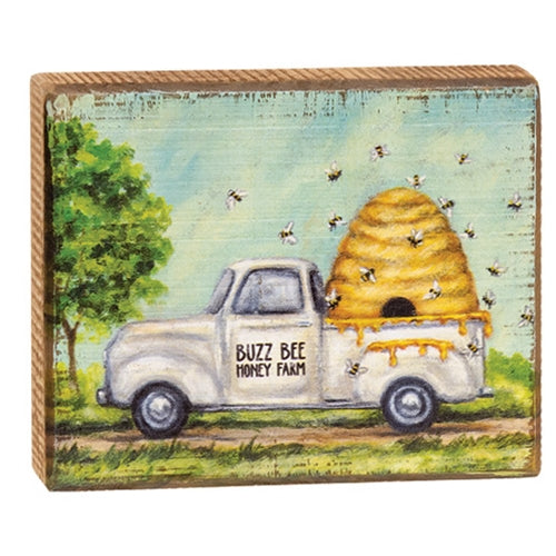 Buzz Bee Honey Farm Truck Distressed Block