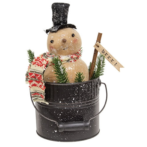 Brrr Snowman Doll in Bucket