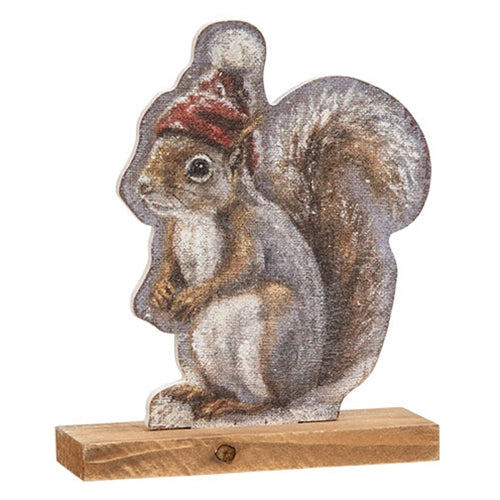 Wooden Winter Squirrel Sitter