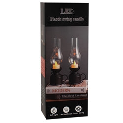 Realistic Flickering LED Black Tealight Lantern - 9-1/2 In H