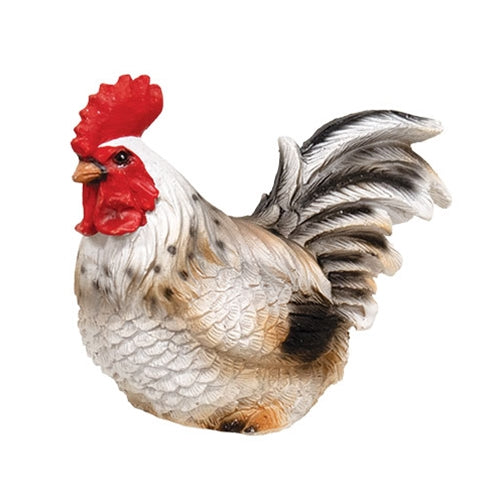 White Resin Rooster Figurine - 3 In H