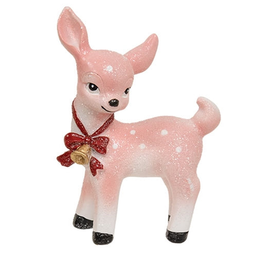 Pink Glittered Resin Reindeer - 4.5"