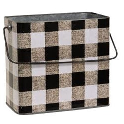 2/Set Black & White Buffalo Check Canisters w/Handles