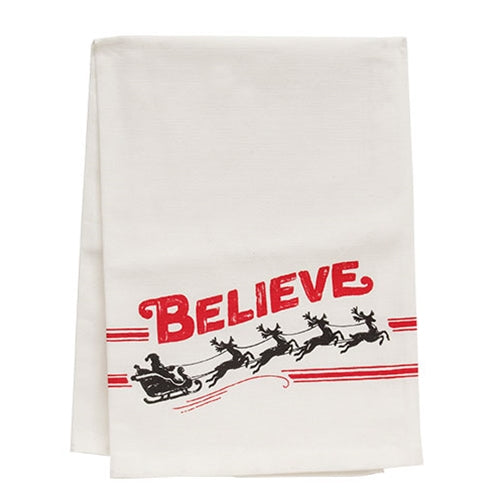 Believe Santa & Reindeer Dish Towel