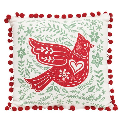 Yuletide Folklore Cardinal Pillow