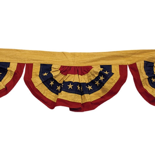 Teastained American Flag Bunting Valance - 14"x72"