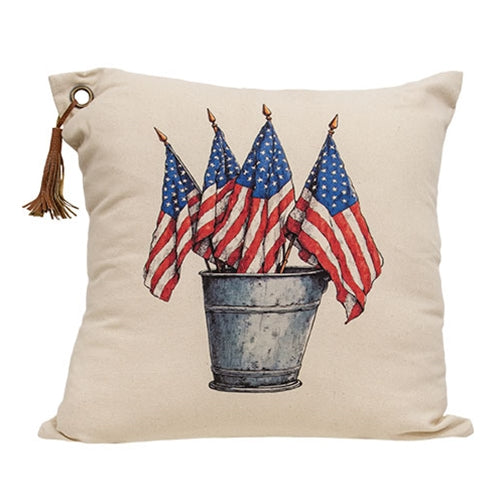 Flags In A Bucket Pillow - 18" Sq.