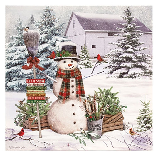 Let It Snow Snowman Canvas - 18" Sq.
