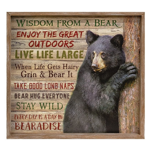 Bear Wisdom Distressed Wooden Sign