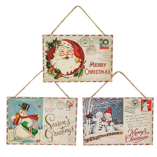 Vintage Christmas Postcard Ornament - 3 Asstd.